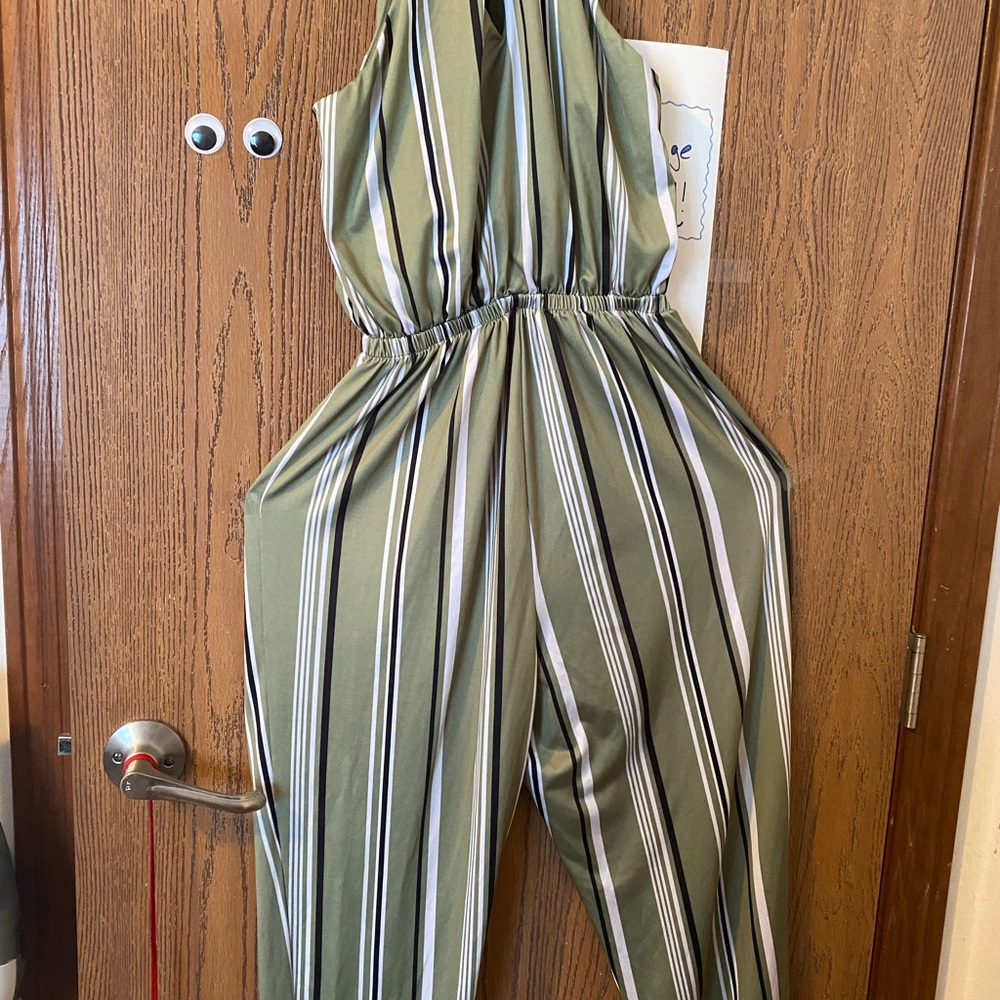 Just Be Olive Green Striped jumper